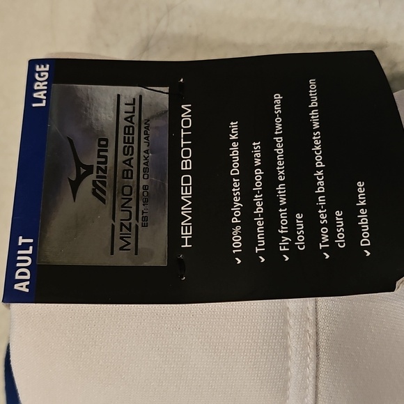 New W Tag Mizuno Baseball Pants MVP Pro Piped Adult Large White w/ Blue Piping - Picture 5 of 11